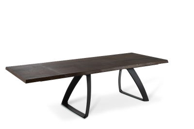 E-STYLO Tavolo allungabile con top in rovere termocotto e gambe in metallo verniciato, 90x160/240x76cm, rovere termocotto, nero