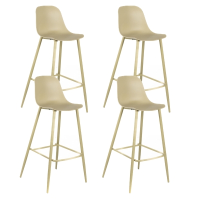 E-STYLO Sgabello da cucina in polipropilene giallo e gambe in metallo giallo con poggiapiedi, 47.5cm X 47cm H. 91.5cm.