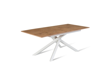 E-STYLO Tavolo allungabile con top e allunghe in melaminico rovere e base in metallo, 90x140/190x76cm, rovere, bianco