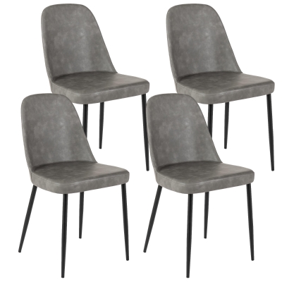 E-STYLO Sedia da pranzo in soft touch grigio chiaro e gambe in metallo nero, 52cm X 45cm H. 85cm.