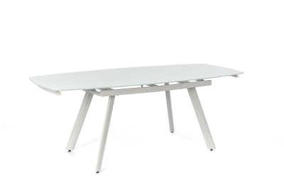 E-STYLO Tavolo con top e allunghe in vetro temperato, struttura bianca in metallo, 90x140/175/210x76cm, bianco