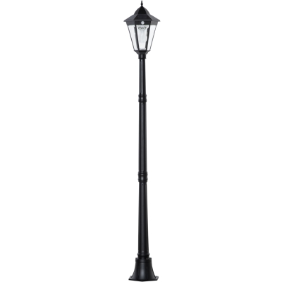 Outsunny Candeeiro Solar de Exterior com Ligar e Desligar Automático Resistente às Intempéries, Estrutura de Alumínio IP44 22x22x194 cm Preto