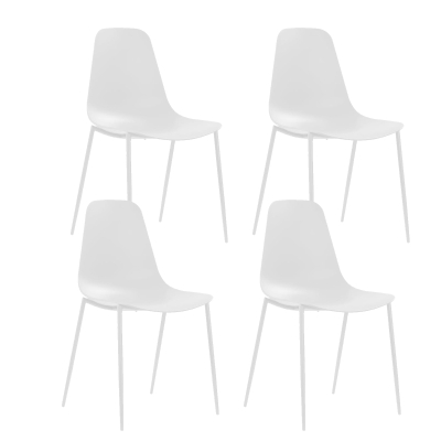 E-STYLO Sedia in polipropilene bianco e gambe in metallo bianco, 49cm X 48.5cm H. 88cm.