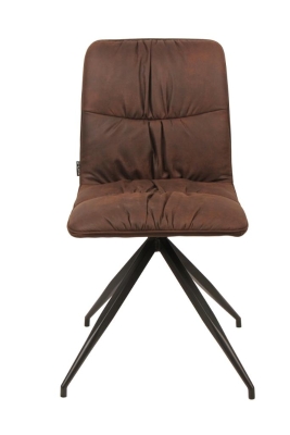 E-STYLO Set 2 Sedie in tessuto con seduta e schienale imbottiti e gambe in metallo, 43x38x86.5cm, marrone