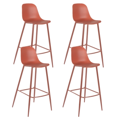 E-STYLO Sgabello da cucina in polipropilene ruggine e gambe in metallo ruggine con poggiapiedi, 47.5cm X 47cm H. 91.5cm.