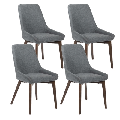 E-STYLO Sedia da pranzo in tessuto grigio scuro con gambe e struttura in massello di noce, 62cm X 49.5cm H. 87cm.