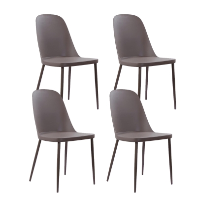 E-STYLO Sedia in polipropilene visone e gambe in metallo visone, 46cm X 55cm H. 80cm.