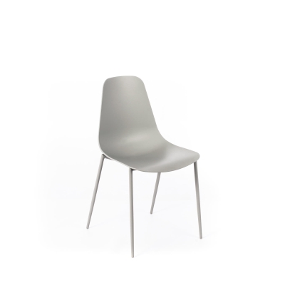 E-STYLO Set 4 Sedie con seduta e schienale in polipropilene stampato, gambe in metallo verniciato, 49x48.5x88cm, grigio chiaro