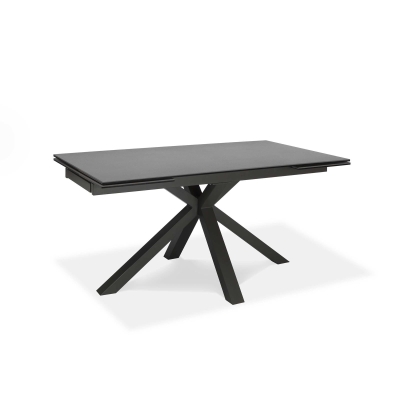 E-STYLO Tavolo allungabile con top in ceramica marmo grigio grafite e vetro temperato, gambe in metallo verniciato antracite, 90cm X 160 / 240cm H. 76cm.