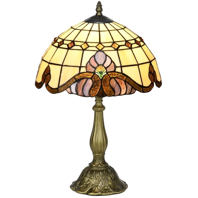 HOMCOM Lámpara de Mesa Hecha a Mano Estilo Clásico Lámpara de Noche de Vidrio para Dormitorio Salón Ø30x48 cm Multicolor