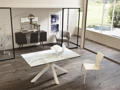 E-STYLO Tavolo allungabile con top e allunghe in ceramica