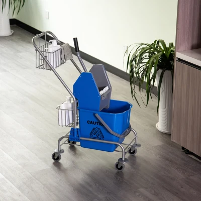 HOMCOM Carrello Pulizie con Secchio 26L e Strizzatore Blu
