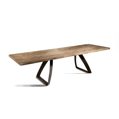 E-STYLO Tavolo allungabile con top in truciolare di pioppo e gambe in metallo verniciato, 90x160/240x76cm, rovere naturale, nero