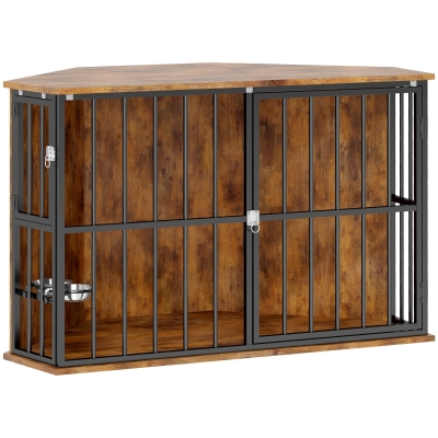 dog crate furniture 108W x 60.5D x 67.5Hcm Rustic Brown