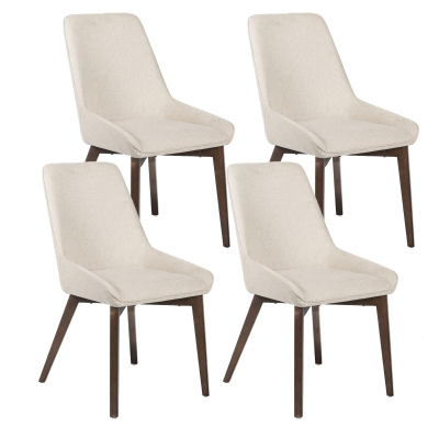 E-STYLO Sedia da pranzo in tessuto beige con gambe e struttura in massello di noce, 62cm X 49.5cm H. 87cm.