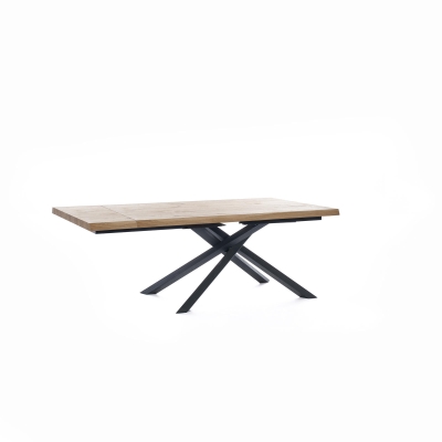E-STYLO Tavolo allungabile con top in truciolare di pioppo impiallacciato e gambe in metallo verniciato, 90x160/240x76cm, rovere naturale, nero