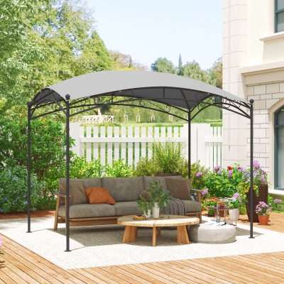 Outsunny Pérgola para Jardim 3x2 m Pérgola de Exterior com Toldo em Forma de Cúpula Elegante e Estrutura Metálica Impermeável Cinzento