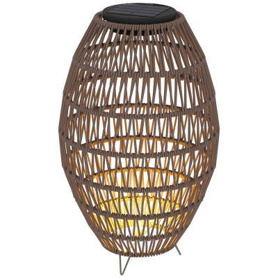 Outsunny Rattan Solar Lantern IP44 Waterproof Dark Brown