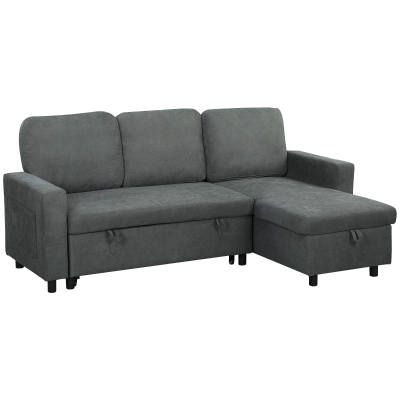 Corner Sofa Bed 200 x 126.5 x 85cm Charcoal Grey