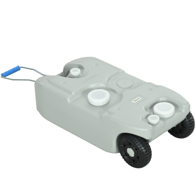 Outsunny Tanque de Agua Portátil 40 L con Ruedas Manija Metálica y Grifo para Caravanas Autocaravanas y Camping 37x23x80 cm Gris
