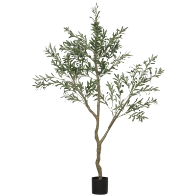 HOMCOM Kunstmatige Olijfboom, Kunstplant, Levensechte Olijfplant in Plantenpot, 180 cm, Kunststof, Groen