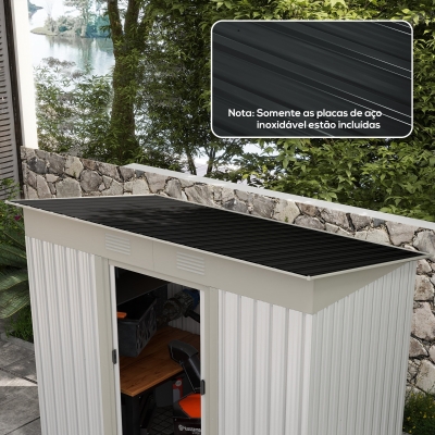 Outsunny Conjunto de 12 Painéis para Teto de Aço Galvanizado Chapas Perfiladas de Teto 7m² para Abrigo de Ferramentas 129x45cm Cinzento Escuro
