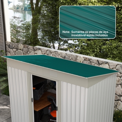 Outsunny Conjunto de 12 Painéis para Teto de Aço Galvanizado Chapas Perfiladas de Teto 7m² para Abrigo de Ferramentas 129x45cm Verde