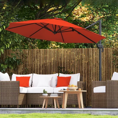 Outsunny Cantilever Parasol 360° Tilt Orange 3x3m
