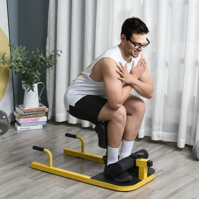 HOMCOM Squat Machine 3 in 1 Regolabile e Antiscivolo Giallo