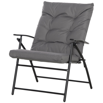 Outsunny Chaise de Camping Pliante Dossier Haut 65x65x94cm Gris