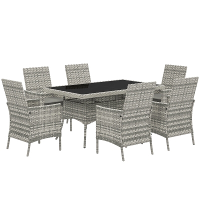 Outsunny Rattan 6-Seater Dining Set with Cushions Mixed-Grey