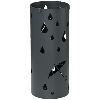 HOMCOM Paraplustandaard, Staal, Cilindervorm, Verwijderbare Lekbak, Ø17 x 41H cm, Grijs