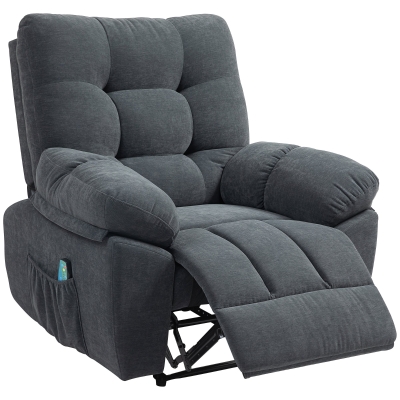 HOMCOM Fauteuil Massage Inclinable Chauffant Électrique Gris
