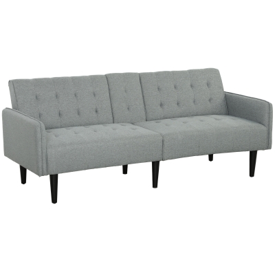 HOMCOM 3-Seater Sofa Bed with Storage Light Grey