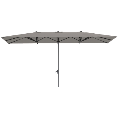 Outsunny Podwójny parasol, 451 x 264 cm Parasol z systemem korbkowym, 12 metalowych prętów, Maszt aluminiowy, Ciemnoszary