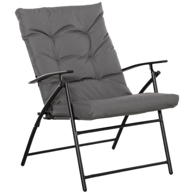 Outsunny Chaise de Camping Pliante Dossier Haut 65x65x94cm Gris