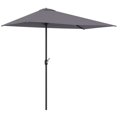 Outsunny Sombrilla Rectangular 230x130x245 cm Parasol para Pared Media Sombrilla con Manivela Protección UV 30+ Impermeable Gris