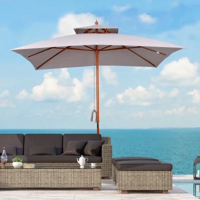 Outsunny Ombrellone da Giardino 3x3m a 8 Stecche Grigio