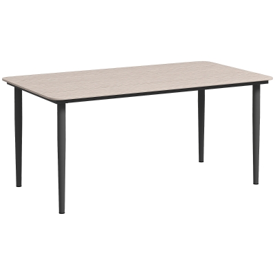 Outsunny Garden Table, Outdoor Dining Table for 6 People, 160 x 90 x 74 cm, with Rust Resistant Metal Frame, WPC Top, for Balcony, Terrace, Light Grey