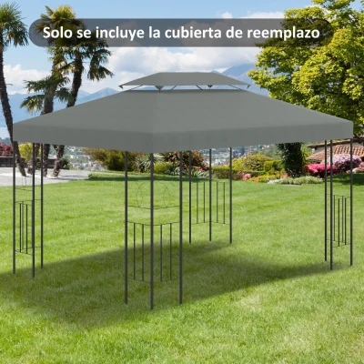 Outsunny Toldo de Repuesto 4x3 m con Techo Doble para Cenador con Orificios de Drenaje Solo Toldo NO Incluye Marco Gris Oscuro