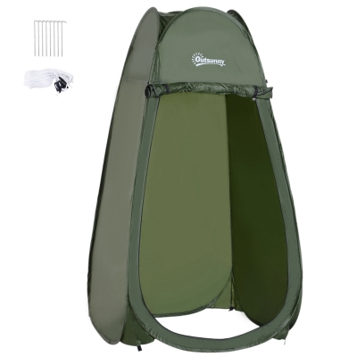 Outsunny Tienda de Ducha Pop Up con Protección UV Techo Impermeable y Asa para Camping Playa 100x100x185 cm Verde