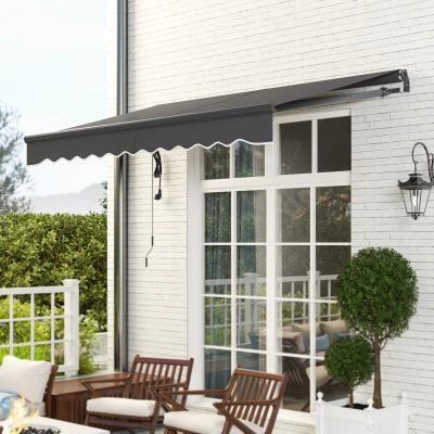 Outsunny Toldo Elétrico Retrátil com Controlo Remoto 296x250 cm Toldo de Exterior Enrolável com Manivela e Proteção UV30+ Cinza
