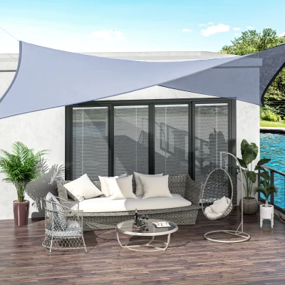 Outsunny Toldo Vela Rectangular 4x3 m Protección Rayos UV con Bolsa de Transporte Anillas de Acero Inoxidable y Cuerdas Gris
