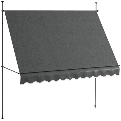 Outsunny Toldo Manual Retráctil para Balcón 300x120x210-300 cm con Manivela Altura Ajustable Impermeable y Anti-UV Gris Oscuro
