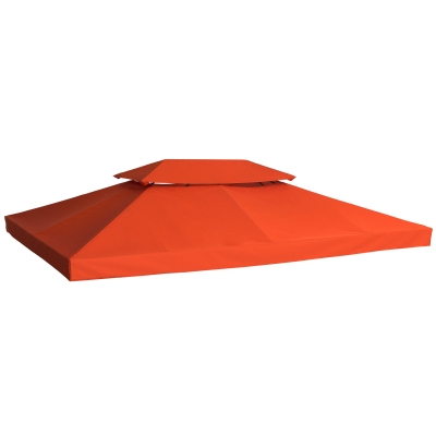 Outsunny Techo de Repuesto para Cenador, 4x3 m, Cubierta de Repuesto con Techo Doble, 10 Orificios de Drenaje y Protección UV, SOLO Toldo de Recambio para Pabellón Gazebo, Rojo