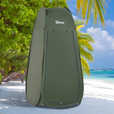 Outsunny Tienda de Ducha Pop Up con Protección UV Techo Impermeable y Asa para Camping Playa 100x100x185 cm Verde