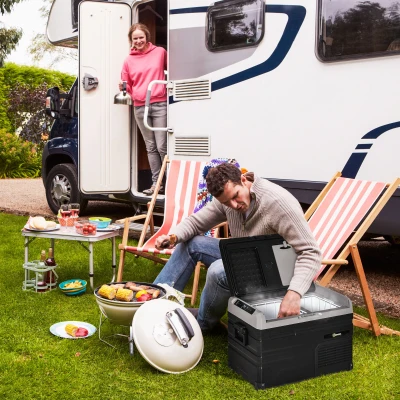 Outsunny Refrigerador de Coche CC 35L 12V/24V hasta -20℃ con Pantalla LED Táctil 2 Asas Laterales 60x40x44cm Negro