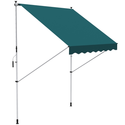 Outsunny Toldo Manual Retráctil 200x150x170-280 cm para Balcón y Terraza con Altura Ajustable con Manivela Verde
