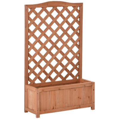 Outsunny Macetero con Soporte para Trepadora Cultivos Plantas Flores para Terraza Jardín Exterior 70x28x117 cm Marrón