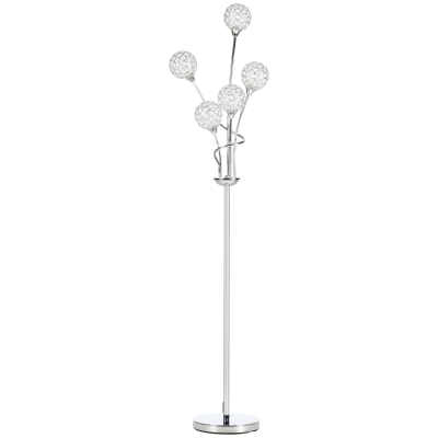 HOMCOM Crystal Floor Lamp 5-Light Modern Silver 34x25cm